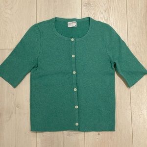 Frank & Oak Knit Cardigan Top in Green